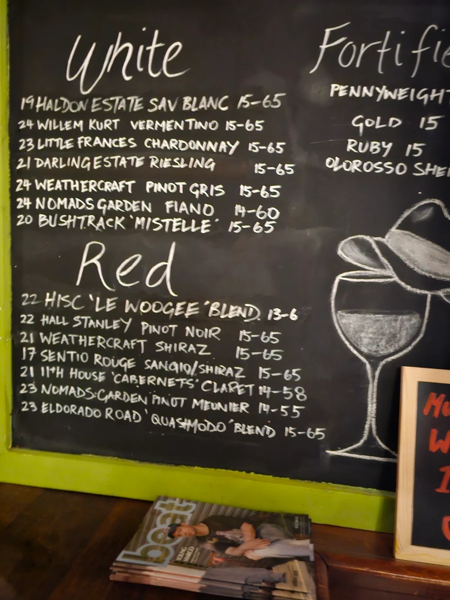 Menu, Tanswell's Commercial Hotel