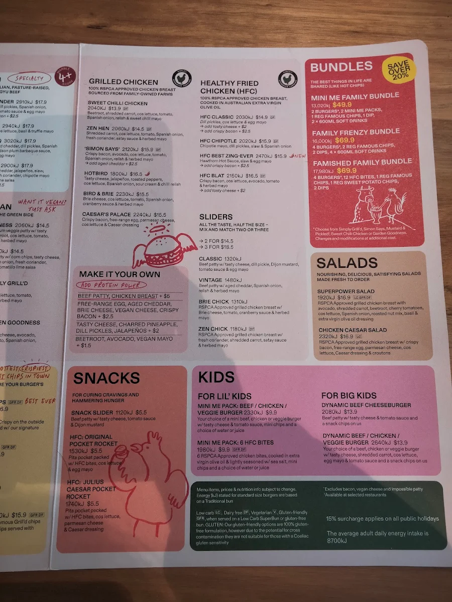 Menu, Grill'd Burgers - Bundoora