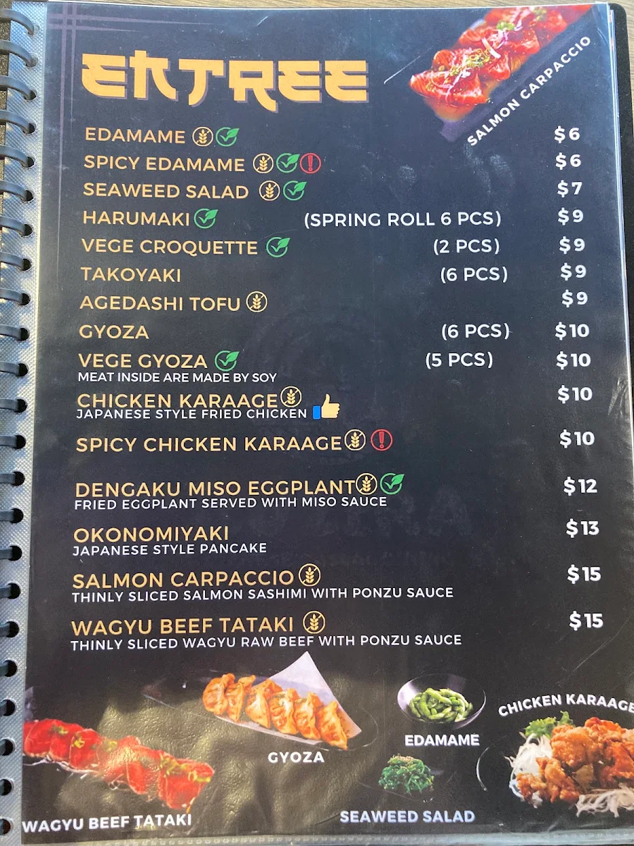 Menu, KUZIRA Japanese Dining
