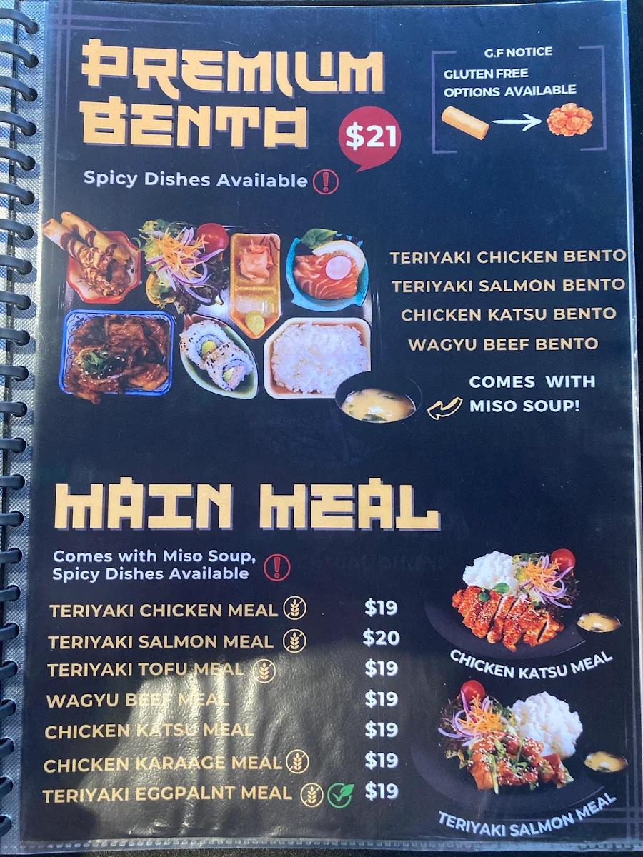 Menu, KUZIRA Japanese Dining