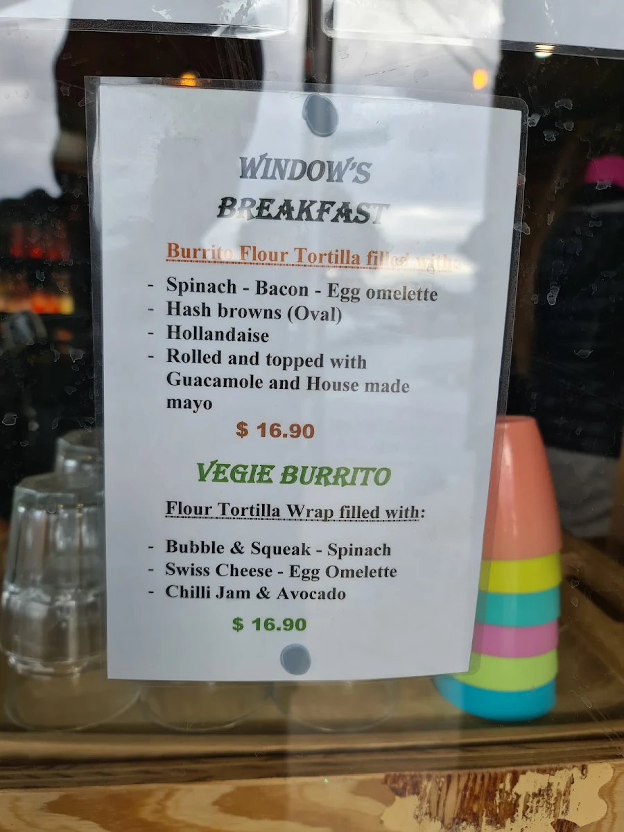 Menu, The Window Cnr Cafe
