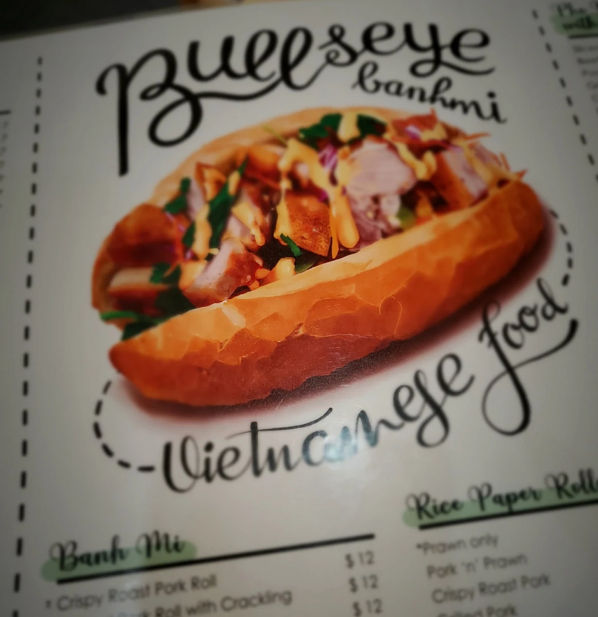 Menu, Bullseye Banh Mi