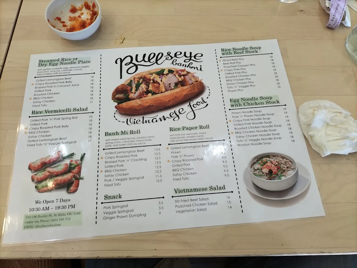 Menu, Bullseye Banh Mi