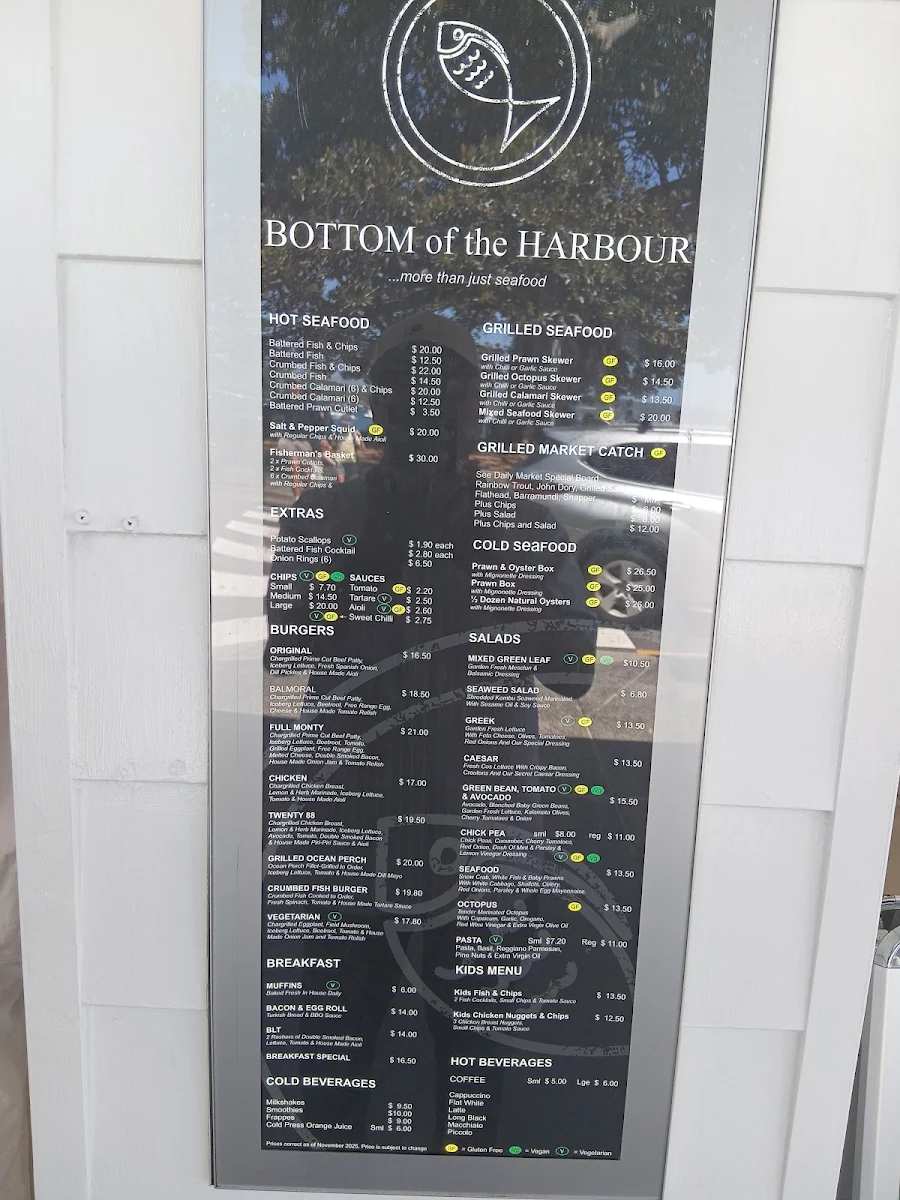 Menu, Bottom of the Harbour Seafoods