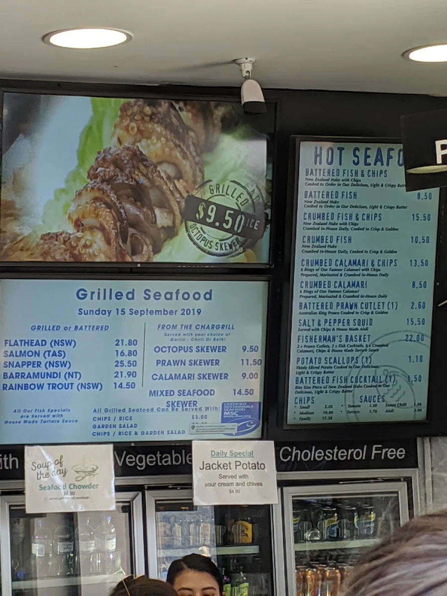 Menu, Bottom of the Harbour Seafoods