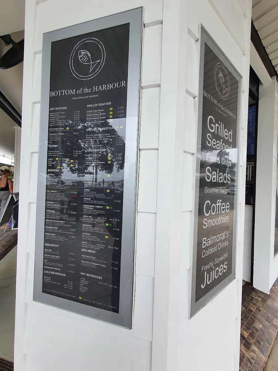 Menu, Bottom of the Harbour Seafoods