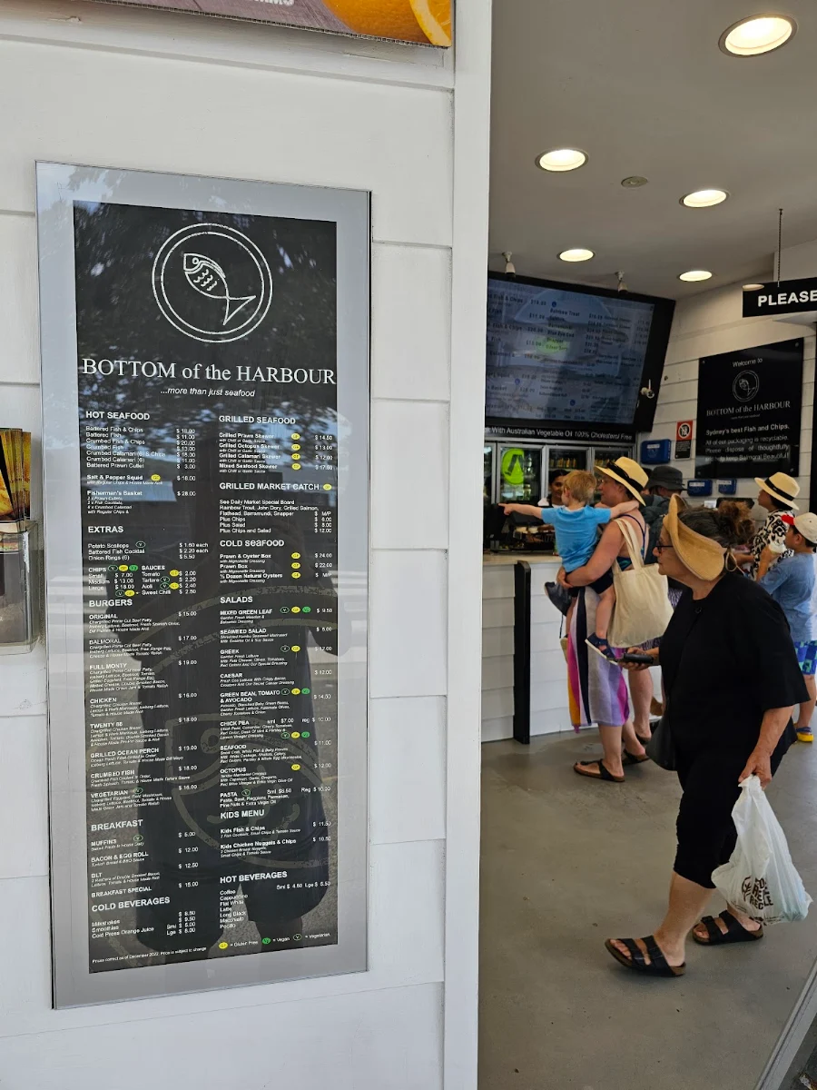 Menu, Bottom of the Harbour Seafoods