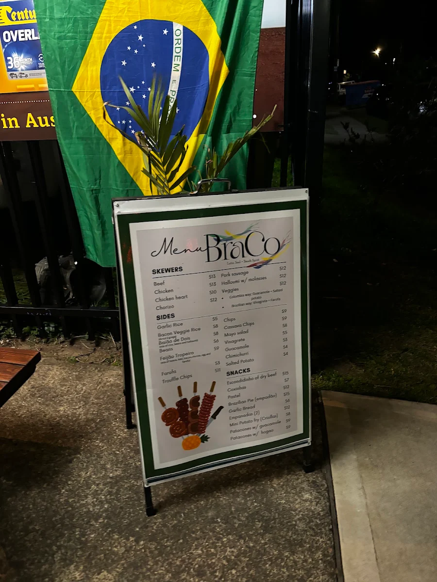 Menu, Braco Restaurant