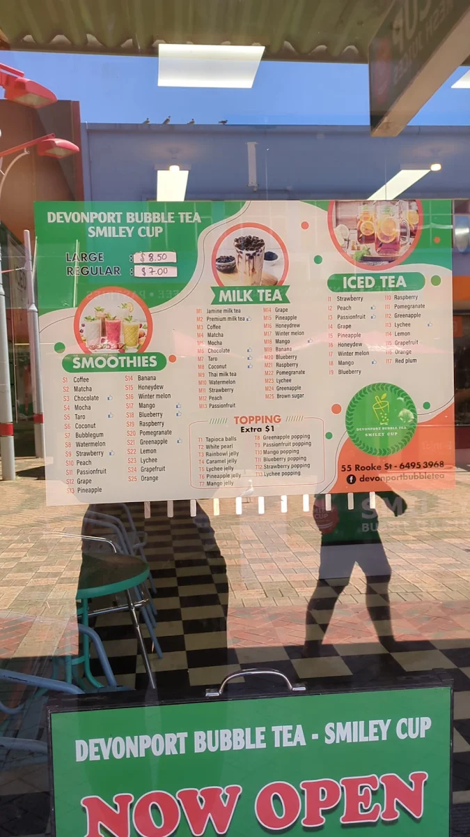 Menu, Devonport Bubble Tea - Smiley Cup