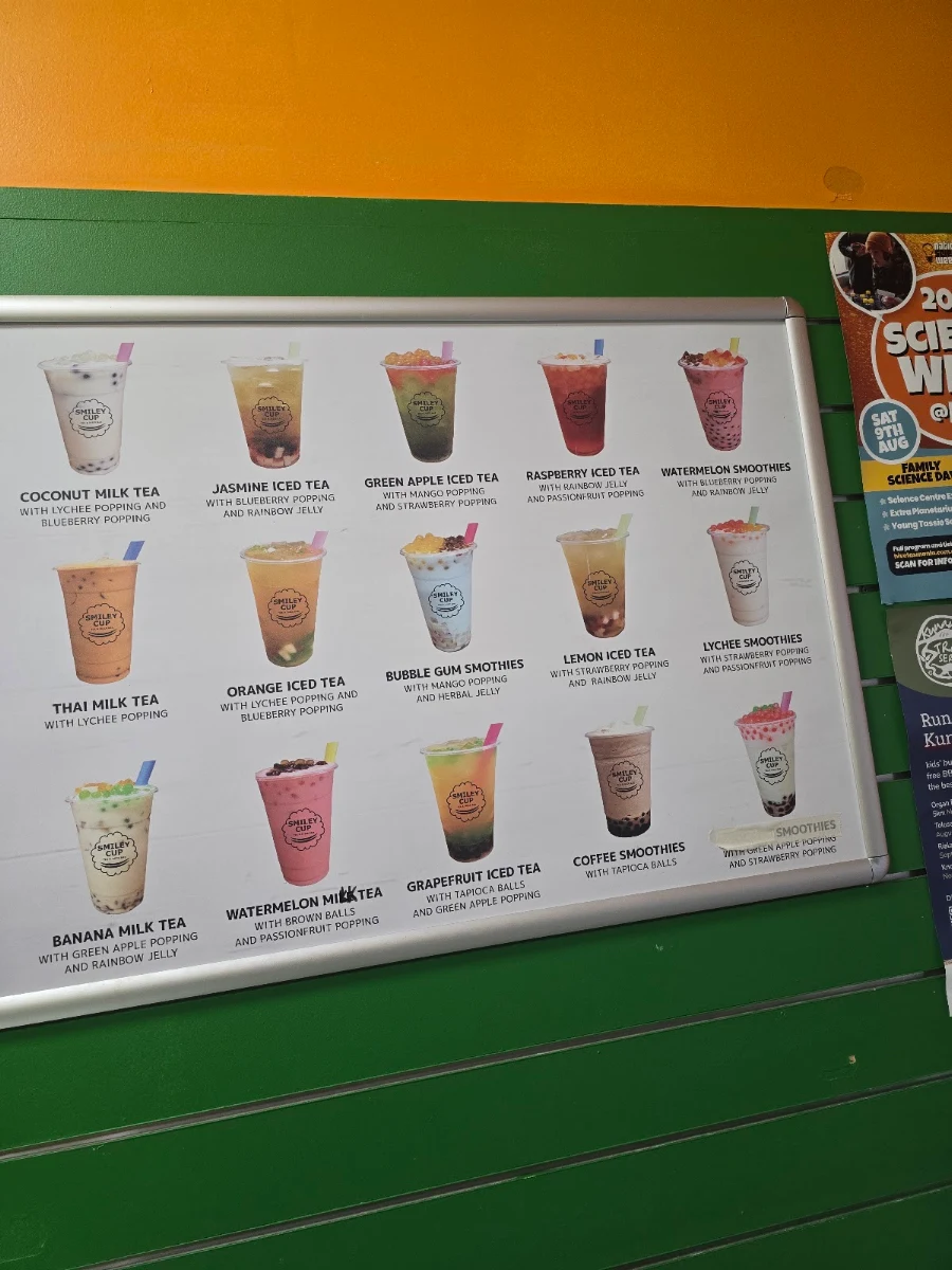 Menu, Devonport Bubble Tea - Smiley Cup