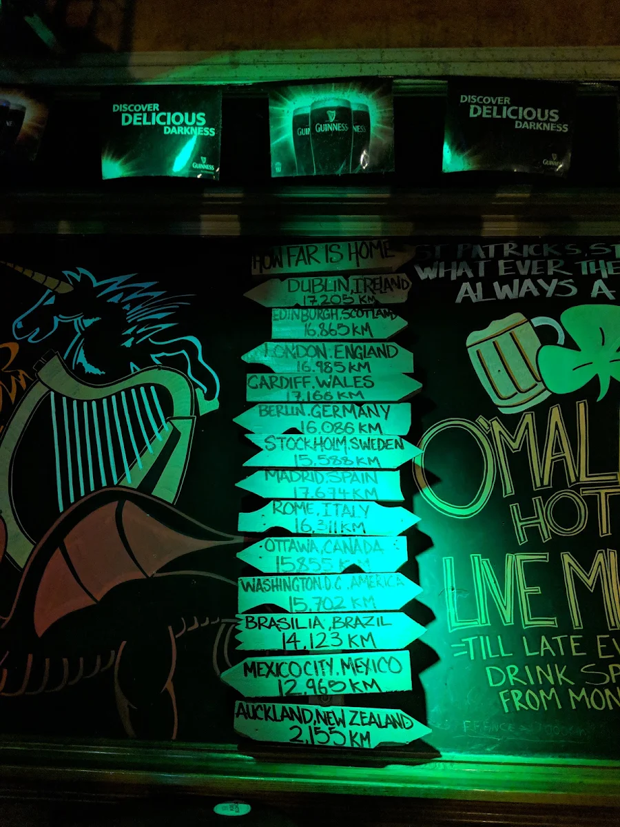 Menu, O'Malley's Hotel