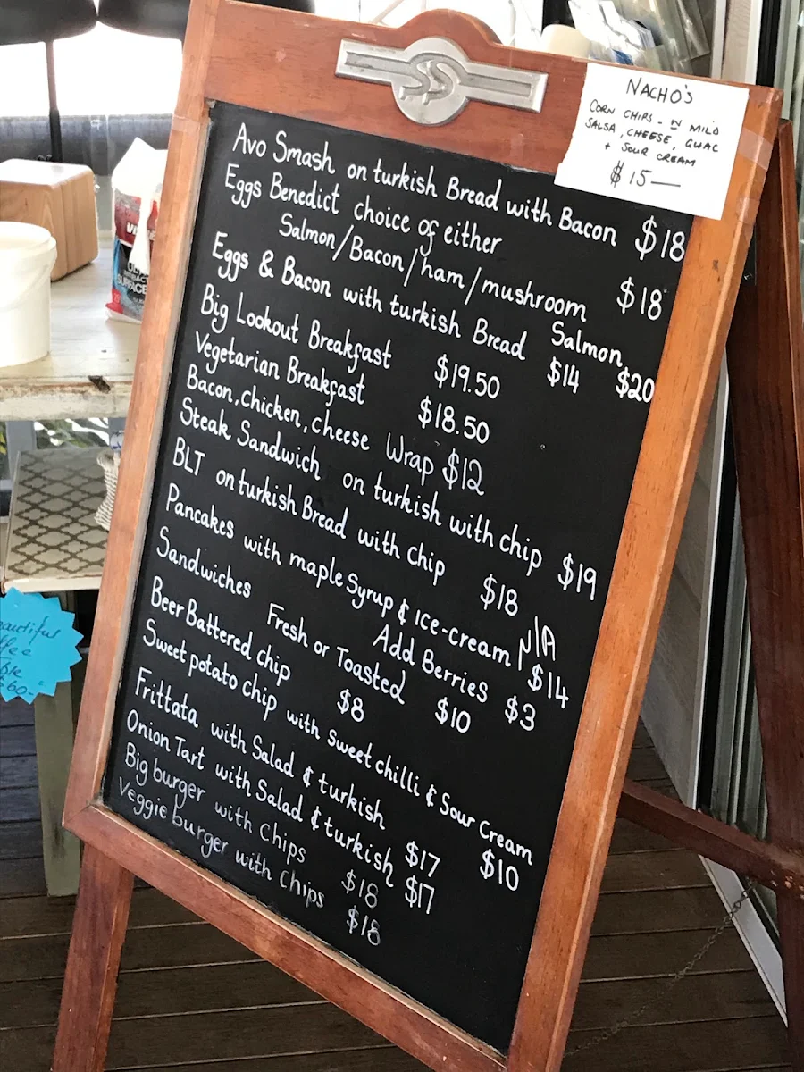 Menu, The Lookout Cafe