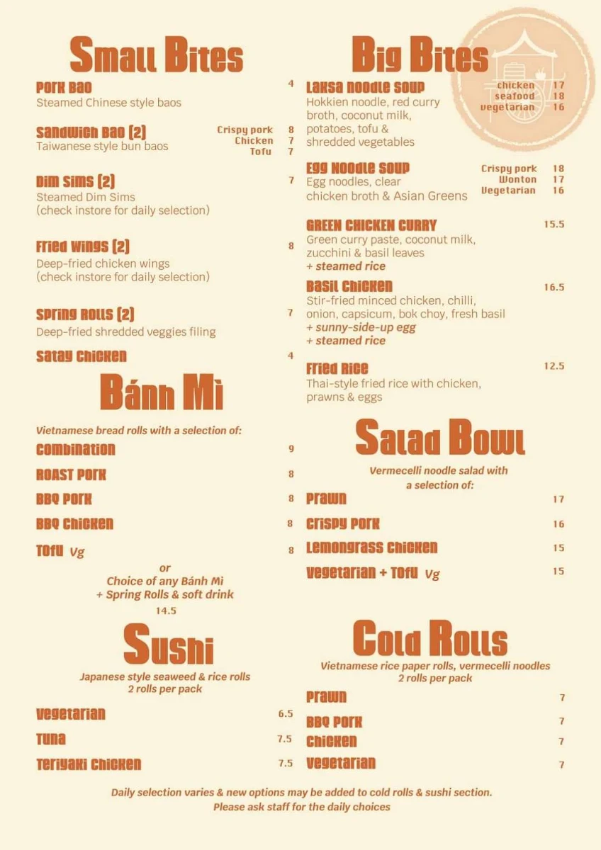 Menu, Buun's Kitchen