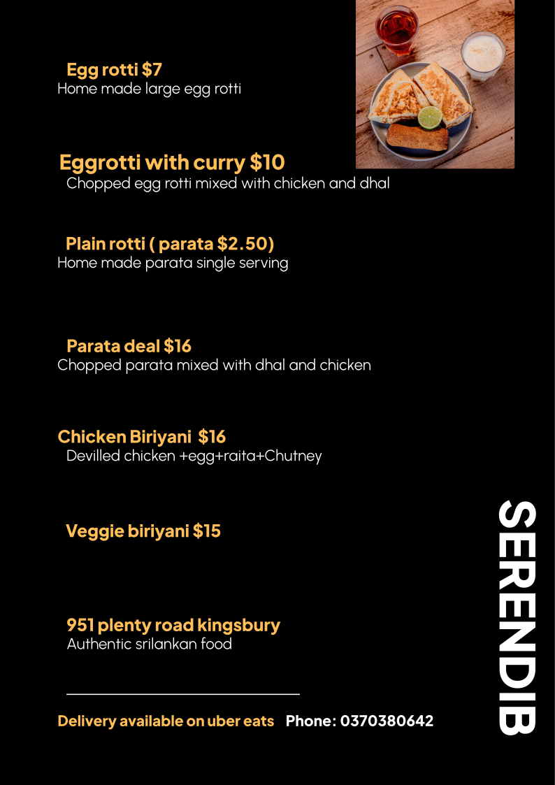 Menu, SERENDIB