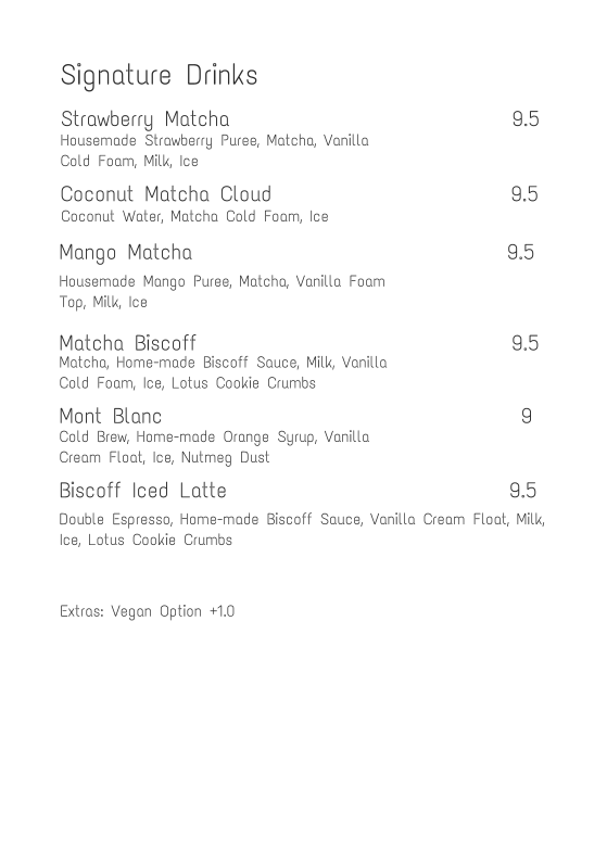 Menu, BLOOM Coffee x Bites