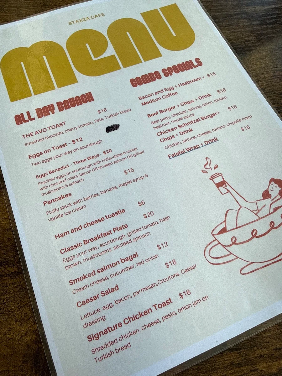 Menu, StaxZa Cafe
