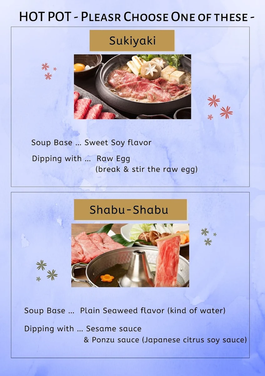 Menu, Kuro Sakura Japanese BBQ Yakiniku 焼肉黒桜