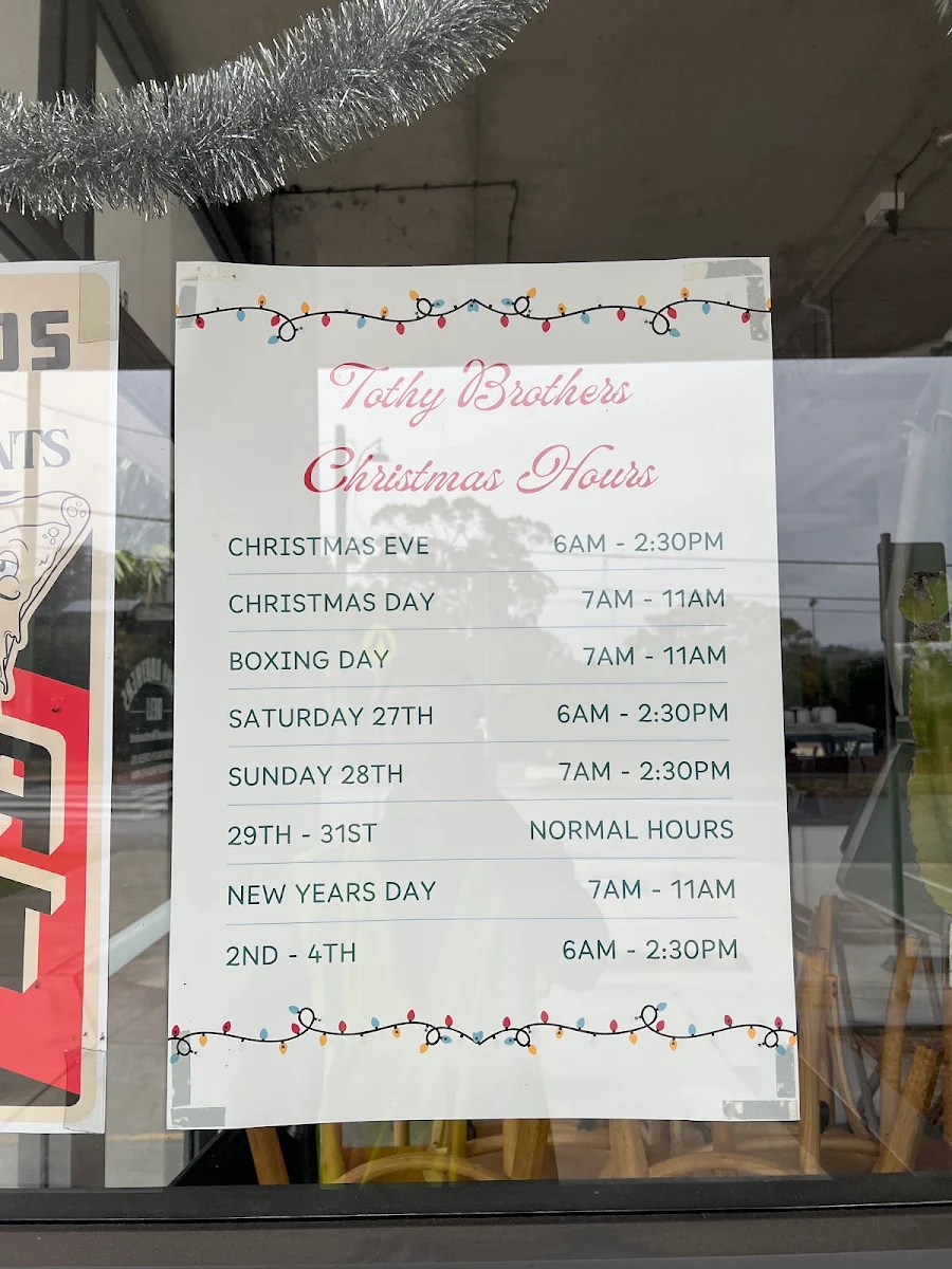 Menu, Tothy Brothers Deli