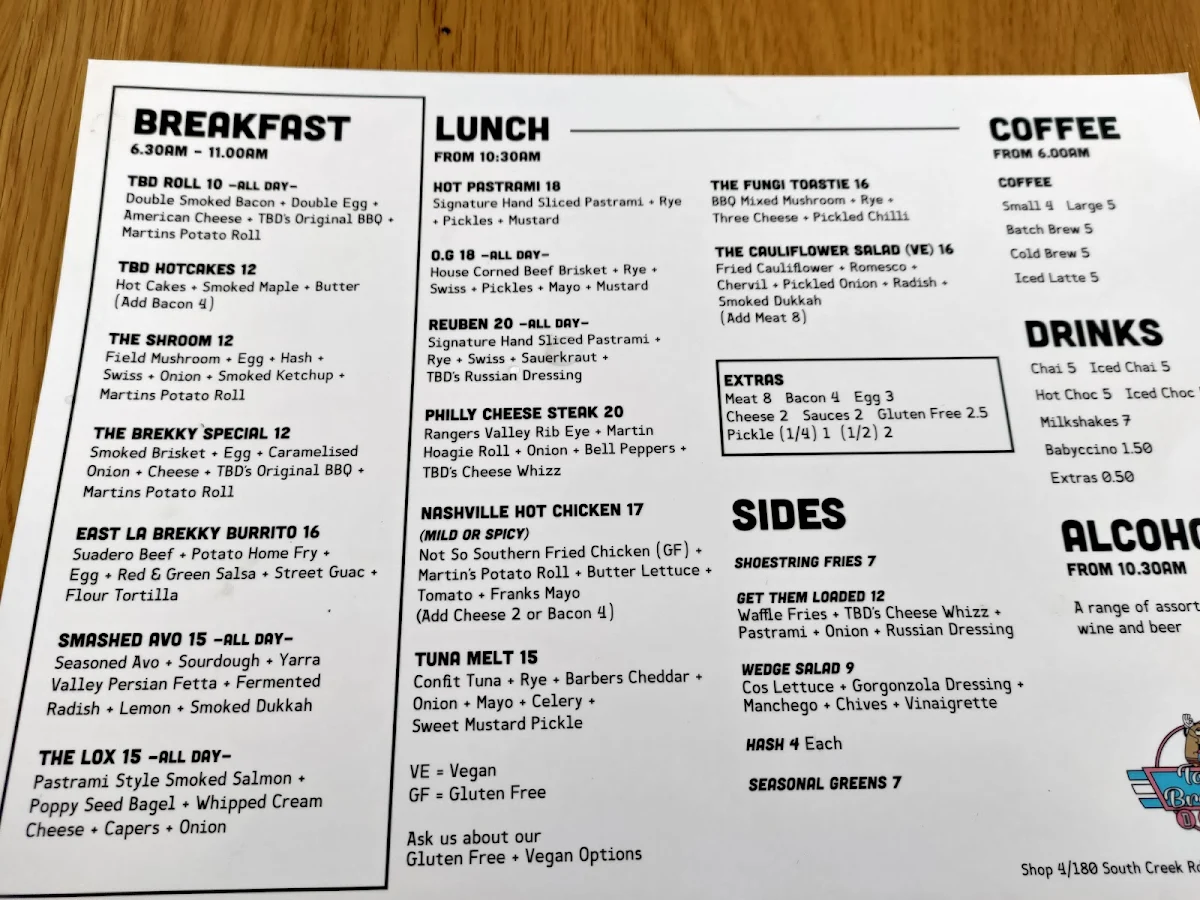 Menu, Tothy Brothers Deli