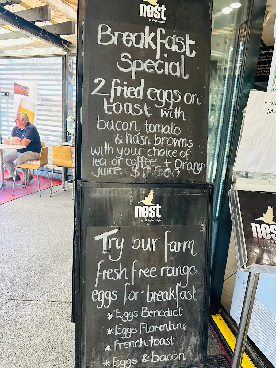 Menu, The Nest At Waterways Cafe
