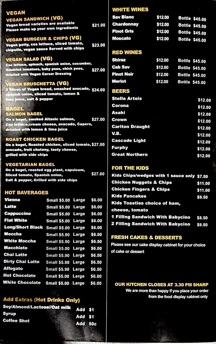 Menu, The Nest At Waterways Cafe