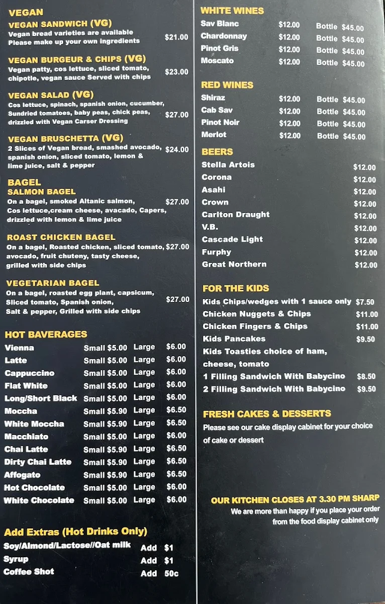 Menu, The Nest At Waterways Cafe