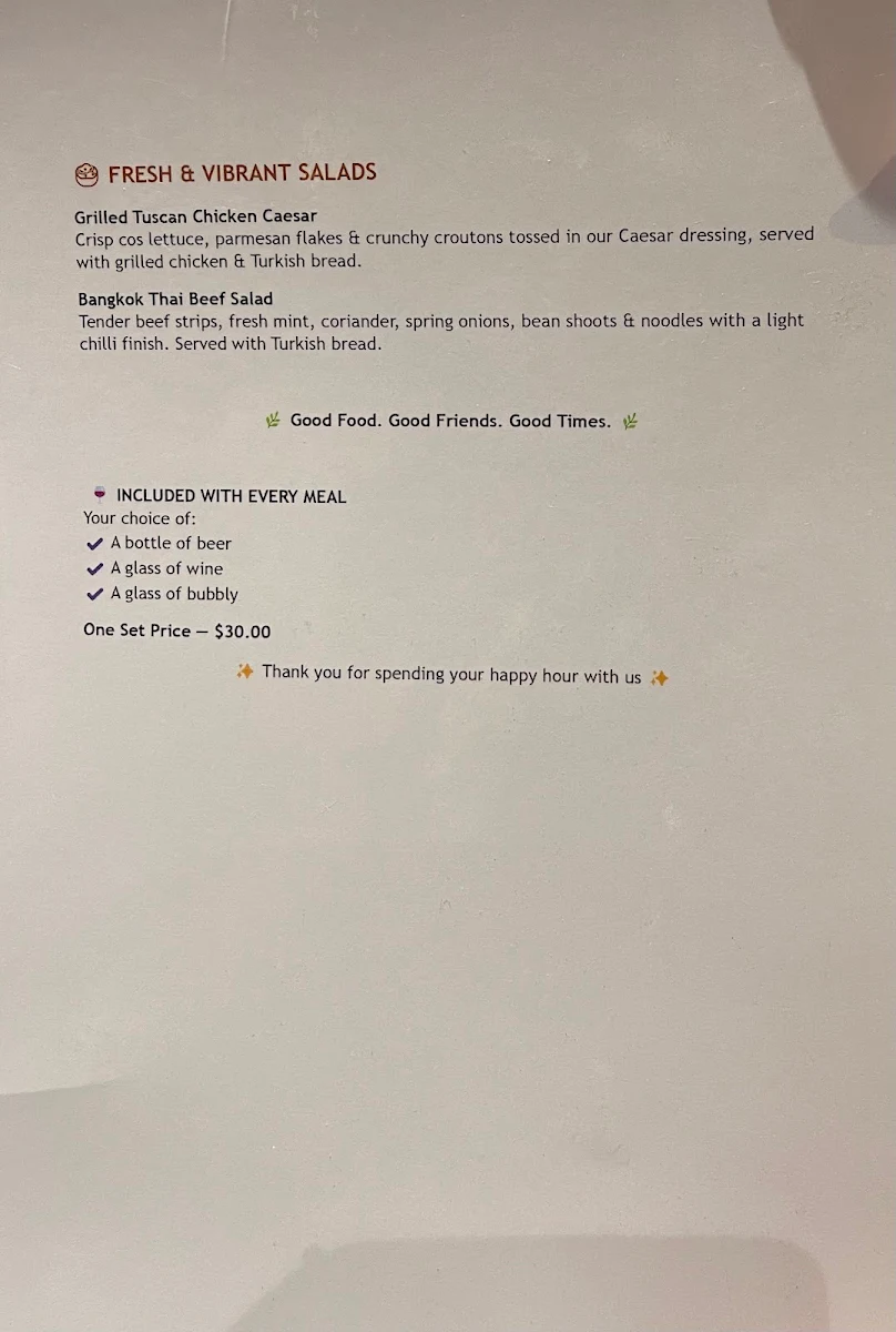 Menu, The Nest At Waterways Cafe