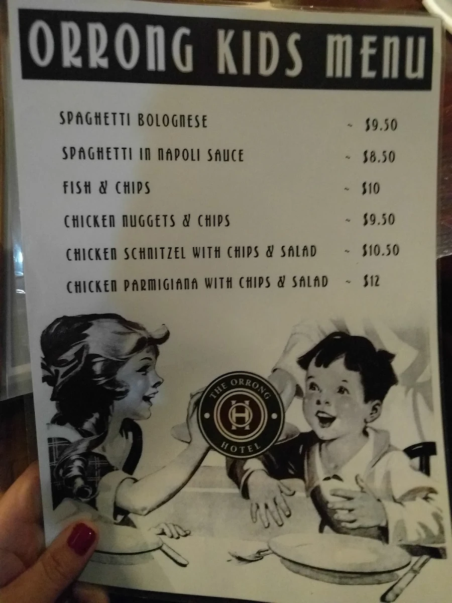 Menu, Toorak Hotel