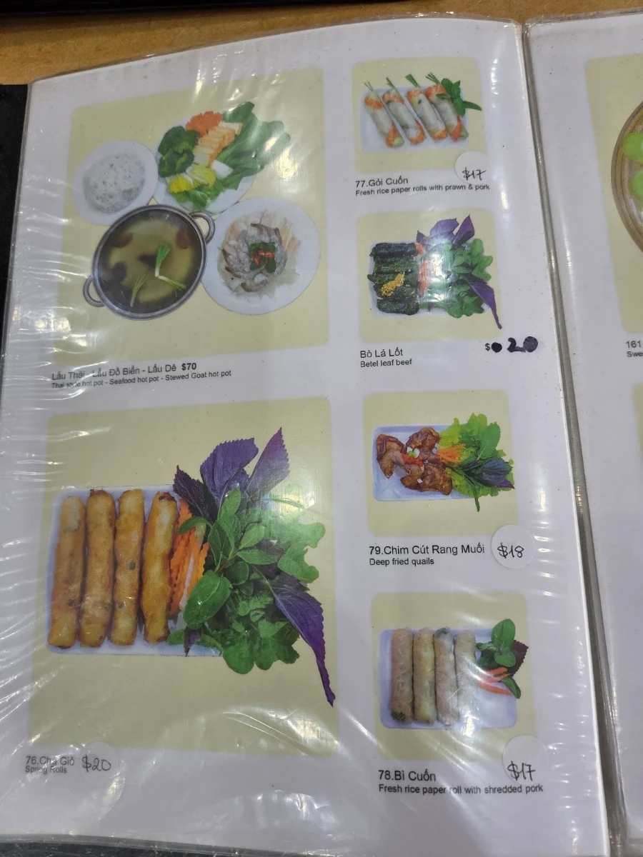 Menu, Phu Quoc Vietnamese & Chinese Restaurant