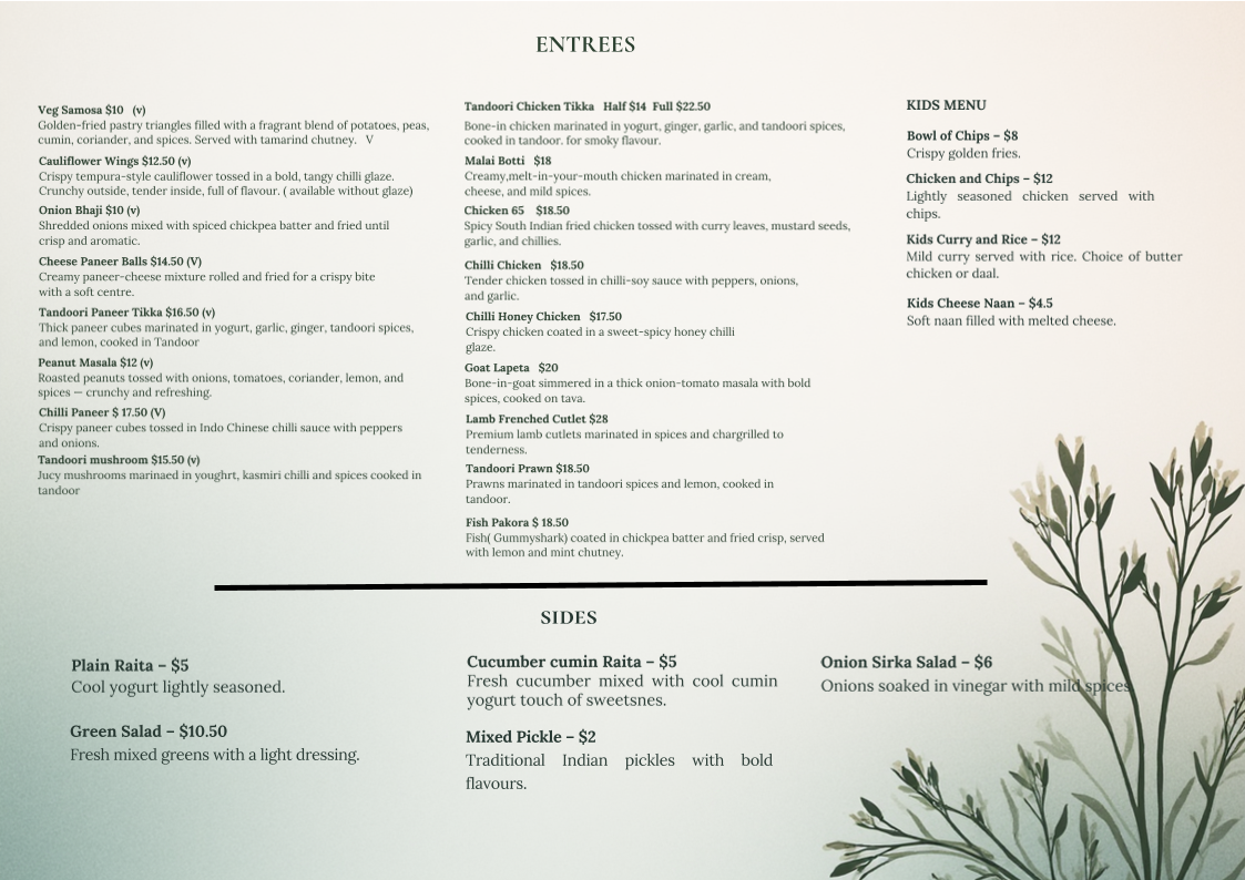 Menu, Indian Ocean