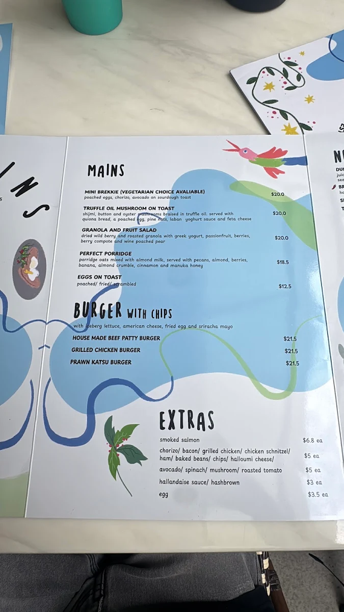 Menu, Cafe Markus Chatswood