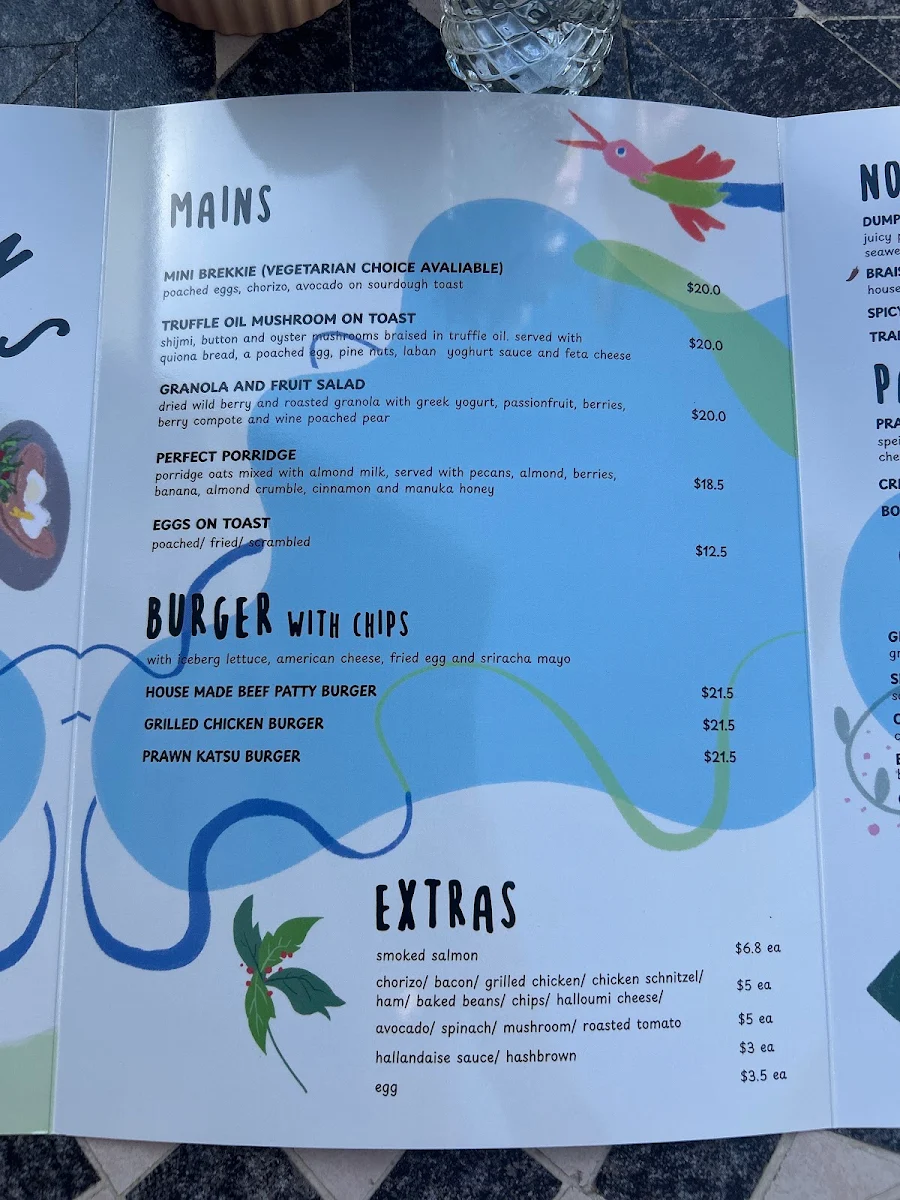 Menu, Cafe Markus Chatswood