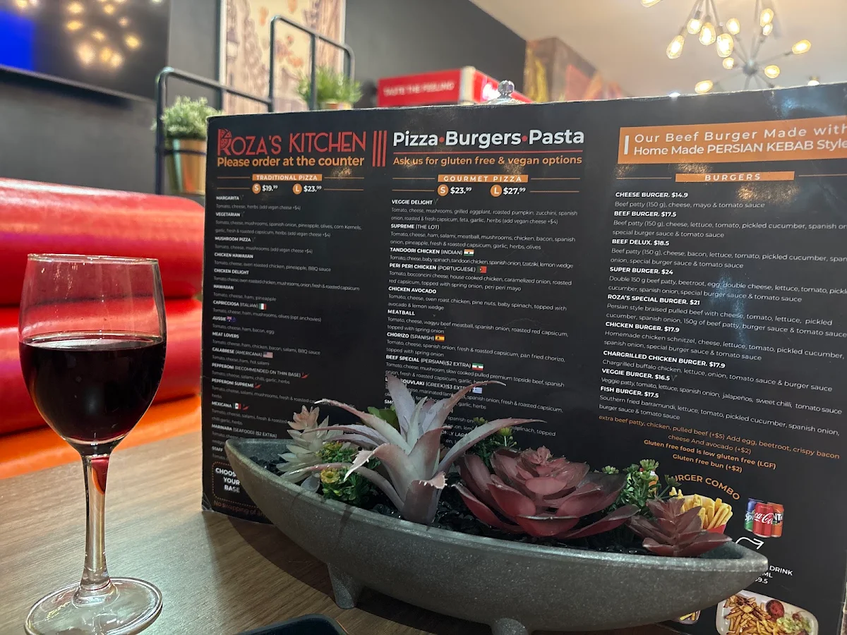 Menu, Roza’s Kitchen - Pizza, Burgers, Pasta