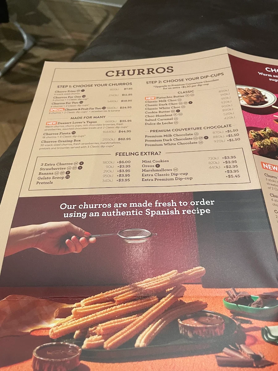 Menu, San Churro Greensborough