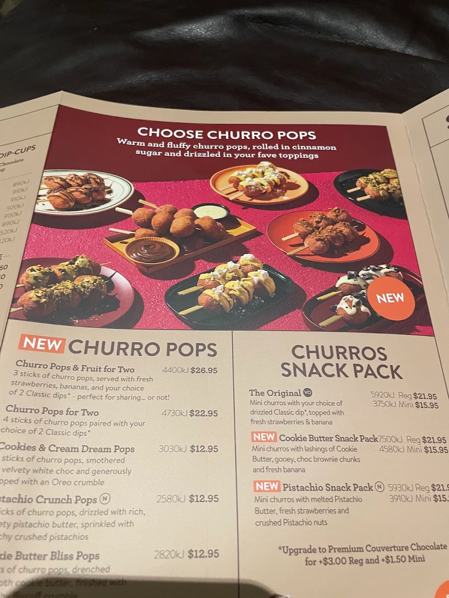 Menu, San Churro Greensborough