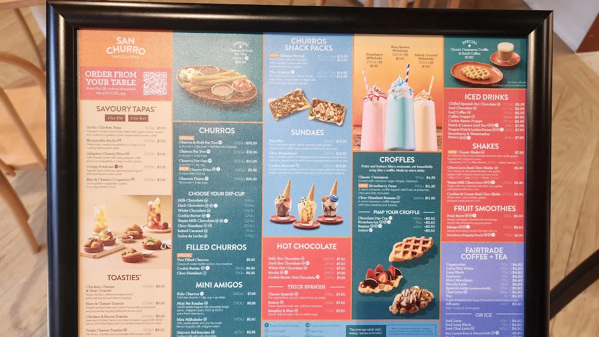 Menu, San Churro Greensborough