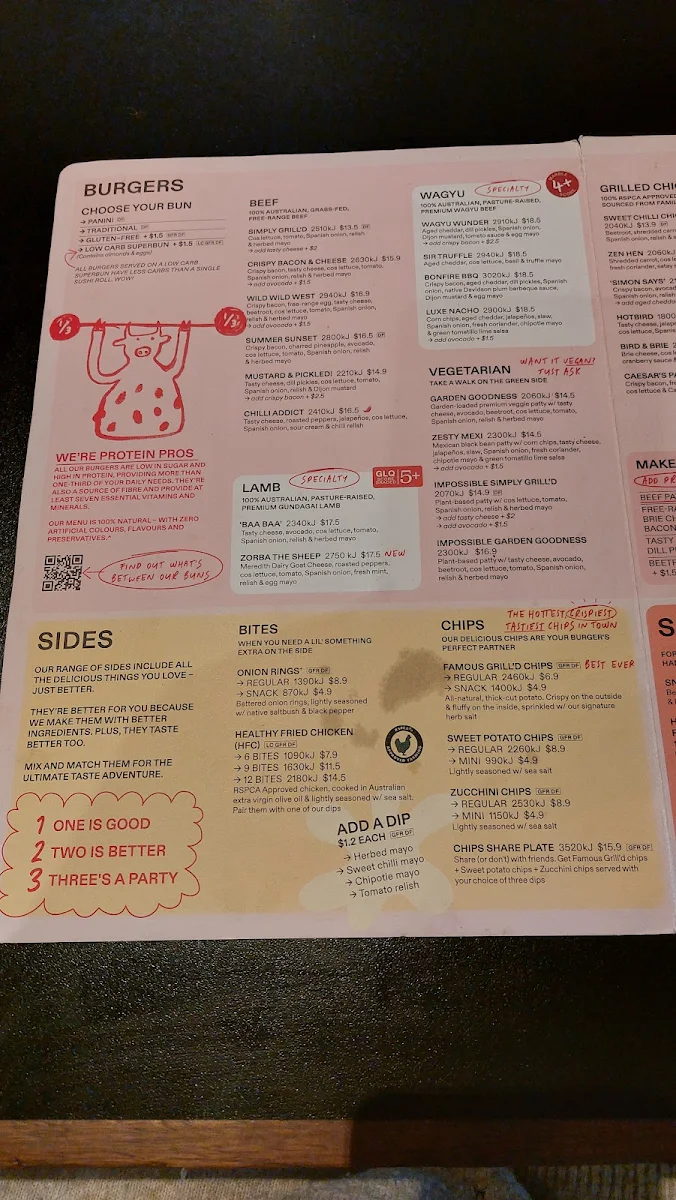 Menu, Grill'd Fremantle