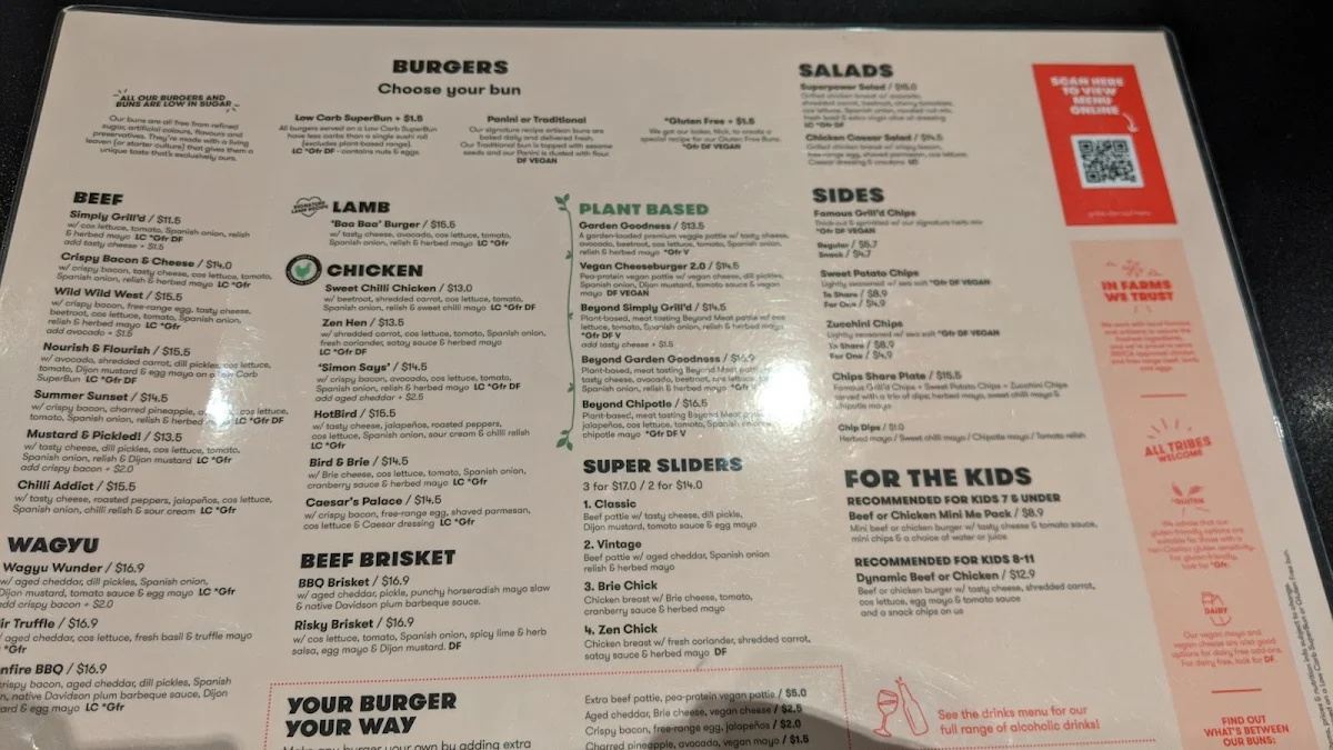 Menu, Grill'd Fremantle