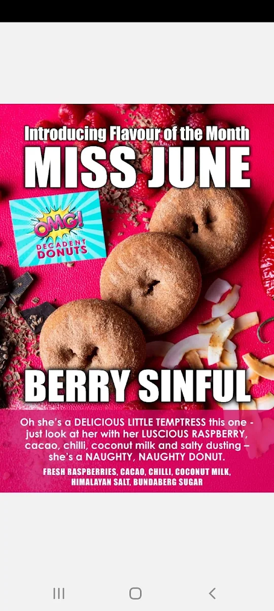 Menu, OMG Decadent Donuts Blue Mountains