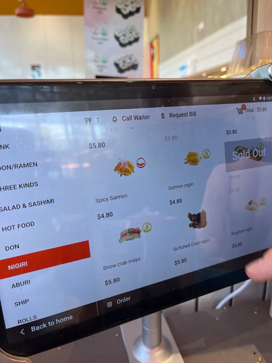 Menu, Sushi Hiro
