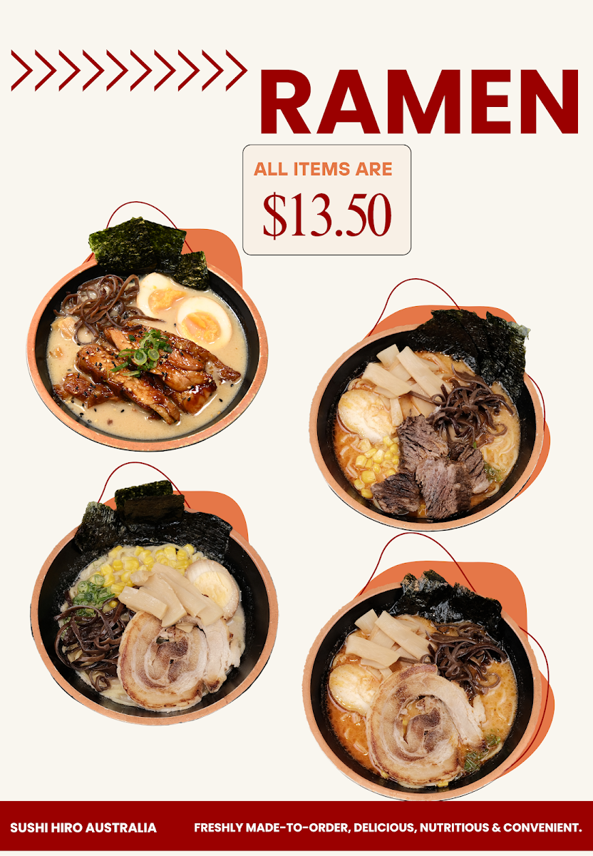 Menu, Sushi Hiro