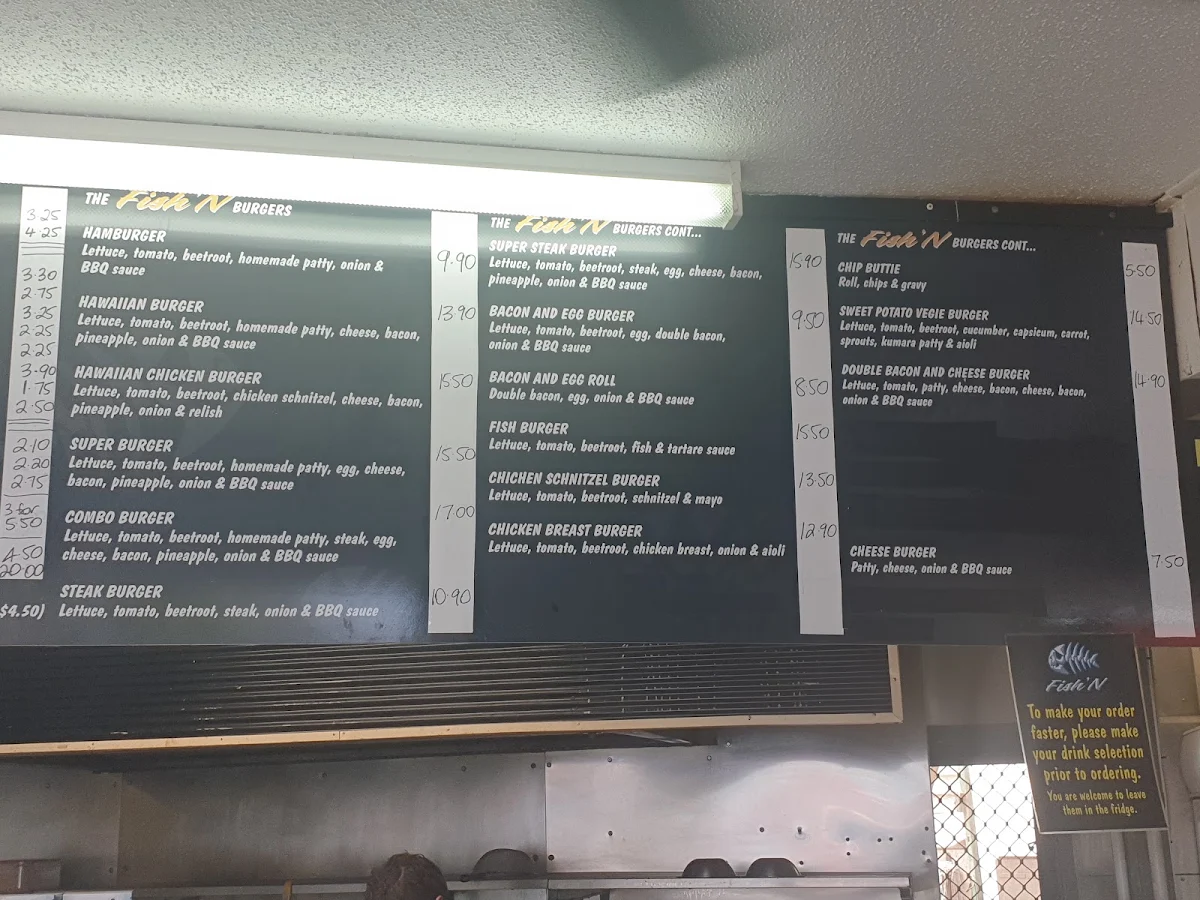 Menu, Fish'n at Bells Beach