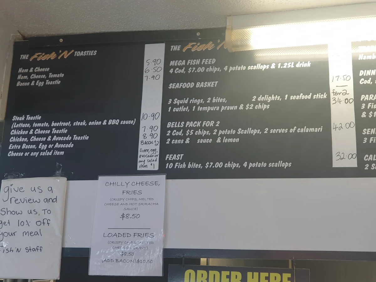 Menu, Fish'n at Bells Beach