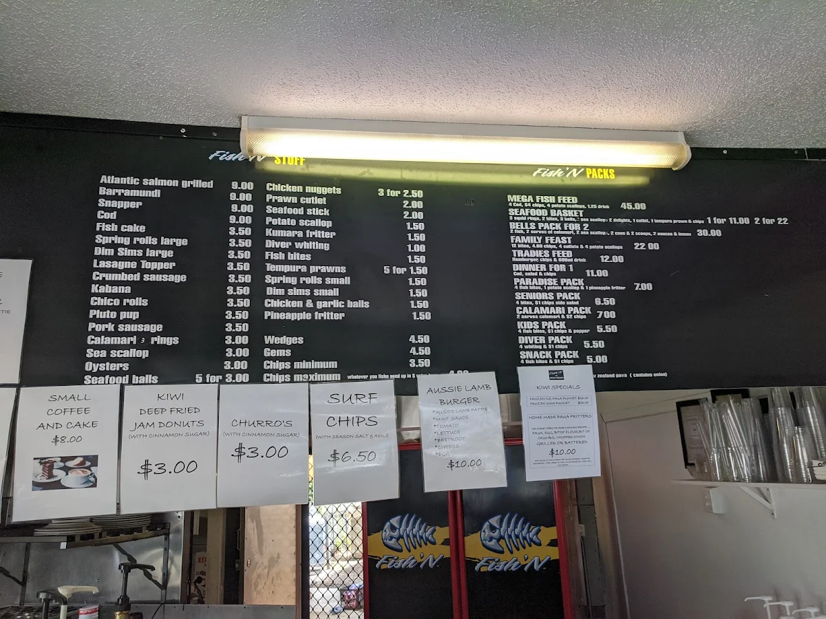 Menu, Fish'n at Bells Beach