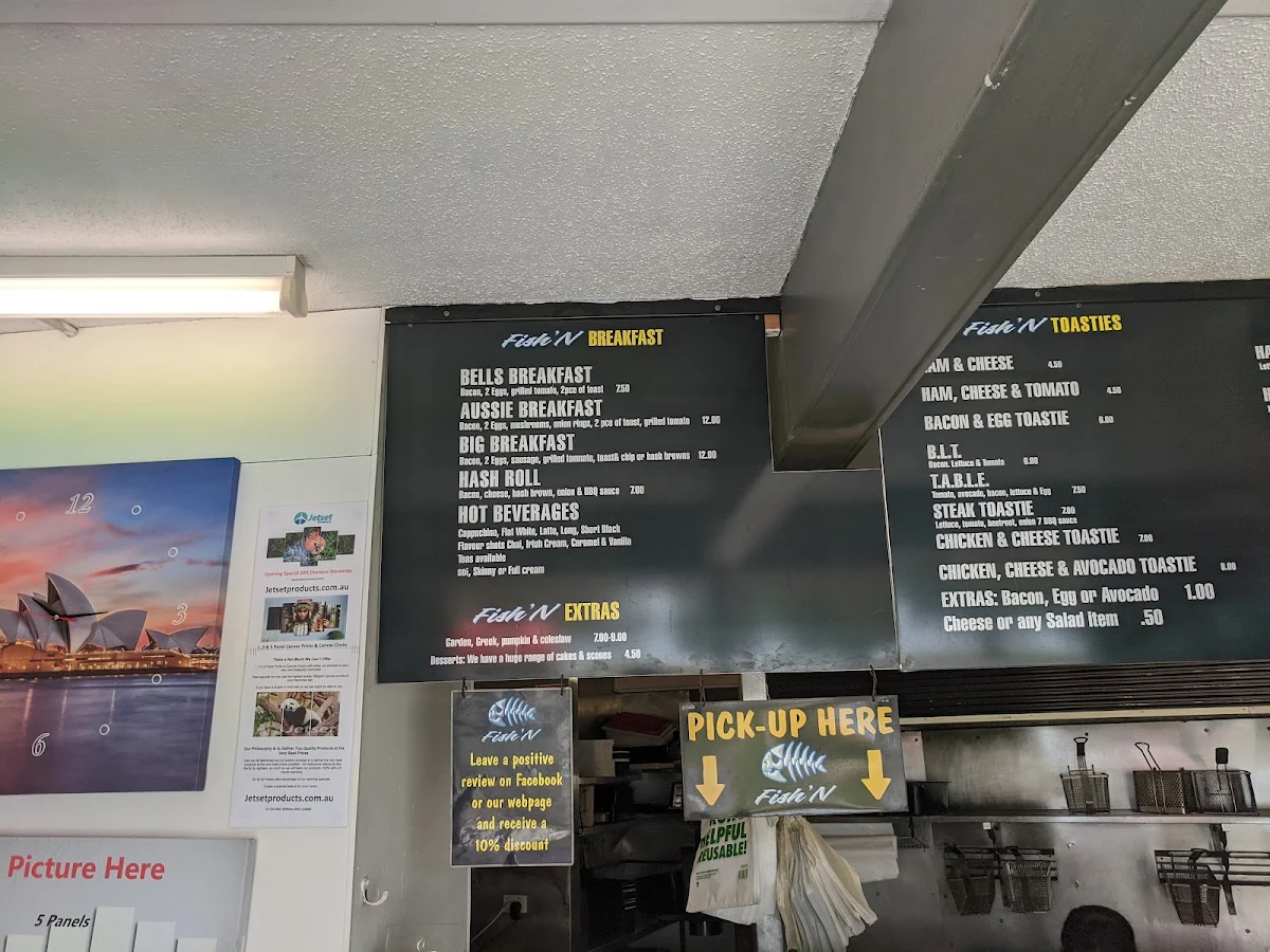 Menu, Fish'n at Bells Beach