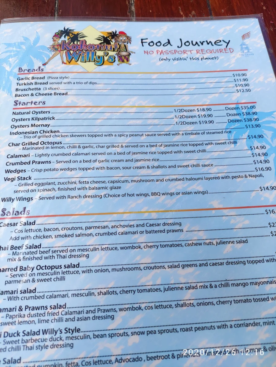 Menu, The Grand Hotel