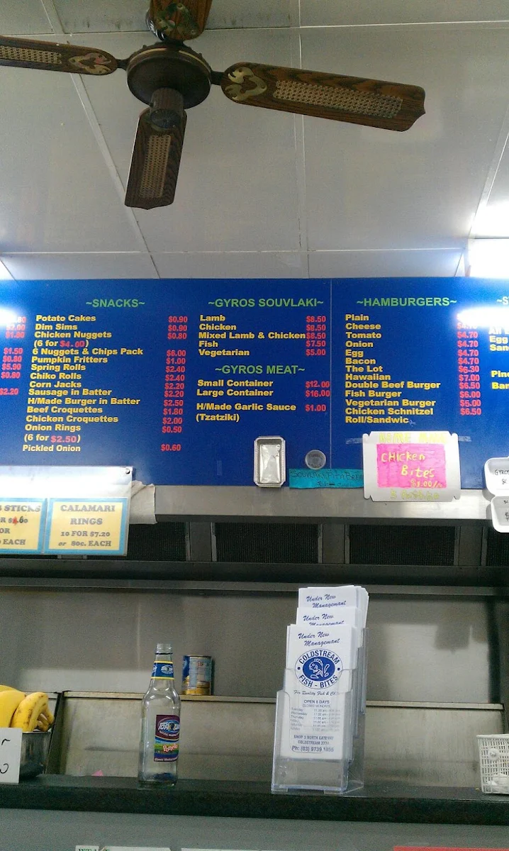Menu, Coldstream Fish Bites