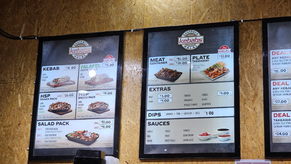 Menu, Southern Xross Kebabs