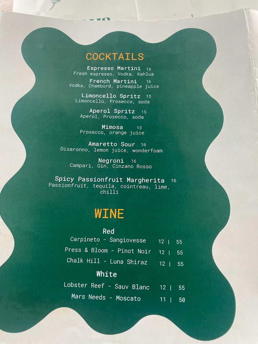 Menu, He Said She Said Hyde Park