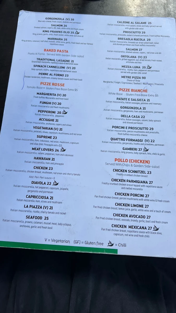 Menu, La Piazza Wood-fired Pizzeria and Restaurant